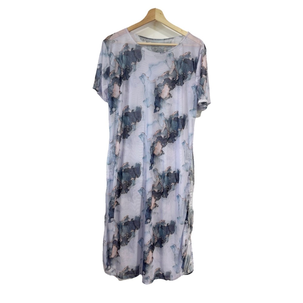 Unbranded Women 3XL* Mesh Sheer Marbled Dress Pool Beach Cover Up 90s Look